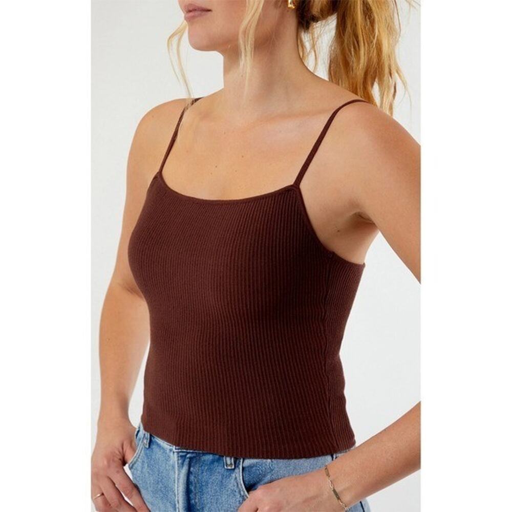 LA Hearts by Pacsun Cordelia Ribbed Tank Top Brown Size XXS NWT